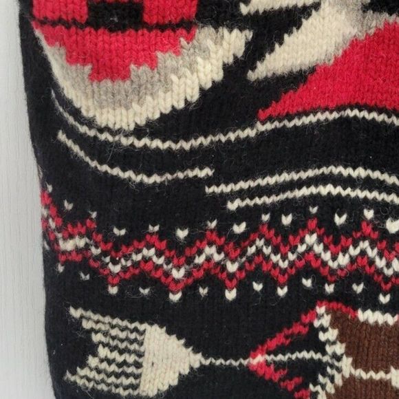Polo Ralph Lauren Wool Vest Knitted Aztec Argyle Black/Red Button Up Size Medium - Picture 10 of 12